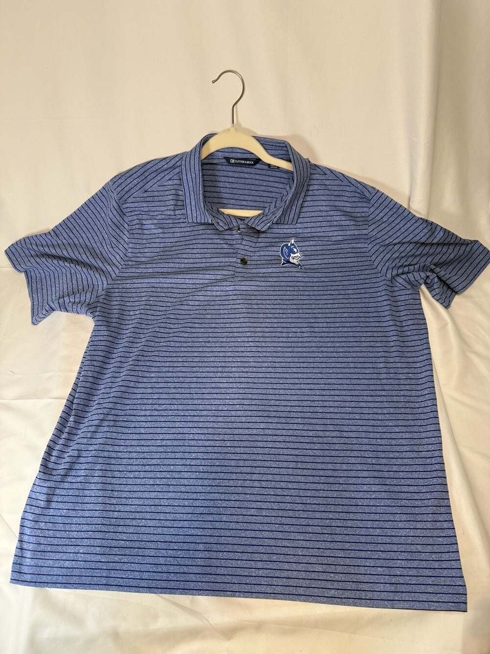Cutter & Buck Duke college Men's Royal Duke Blue Devils Forge Eco Stripe Polo Sh